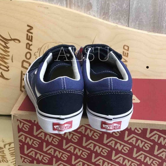 VANS Old Skool Suede Canvas Blue Kid’s AUTHENTIC - Picture 4 of 7